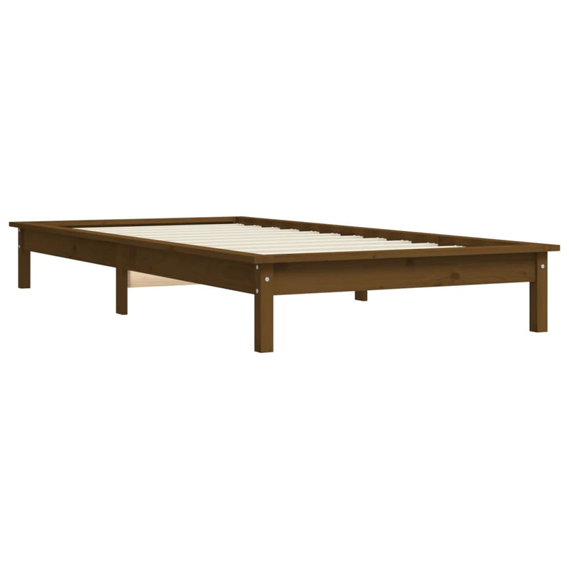 Bed Frame without Mattress Honey Brown Single Solid Wood