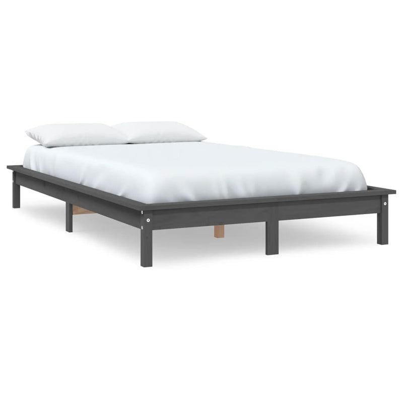 Bed Frame without Mattress Grey 140x190 cm Solid Wood Pine