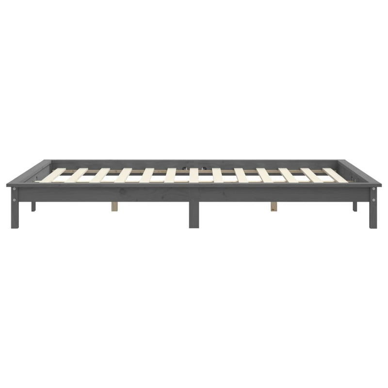 Bed Frame without Mattress Grey 140x190 cm Solid Wood Pine