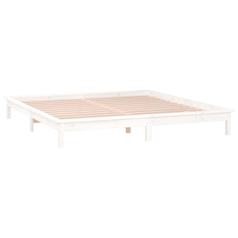 LED Bed Frame without Mattress White 160x200 cm Solid Wood
