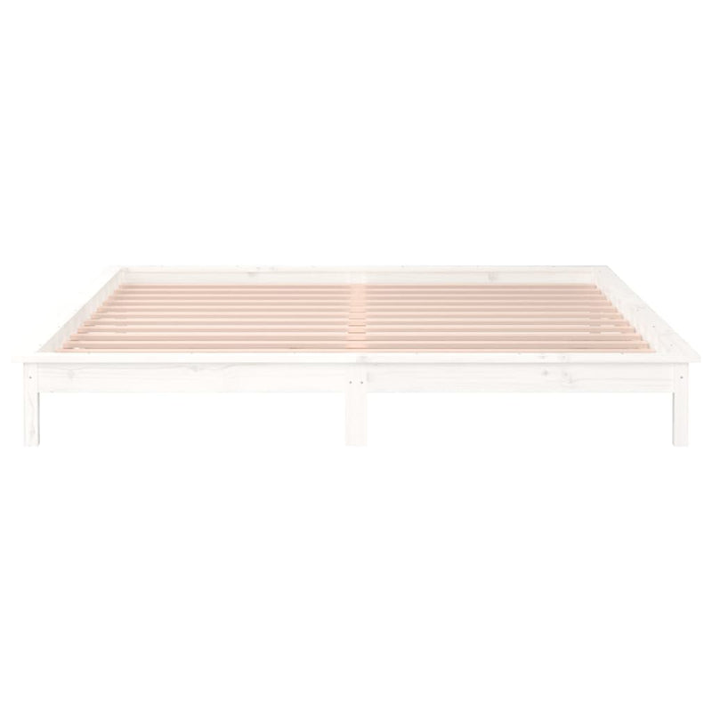 LED Bed Frame without Mattress White 160x200 cm Solid Wood