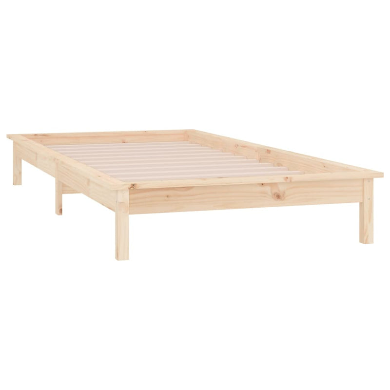 LED Bed Frame without Mattress 90x190 cm Single Single Solid Wood