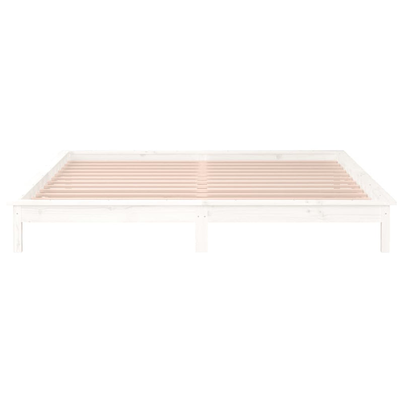 LED Bed Frame without Mattress White 140x190 cm Solid Wood