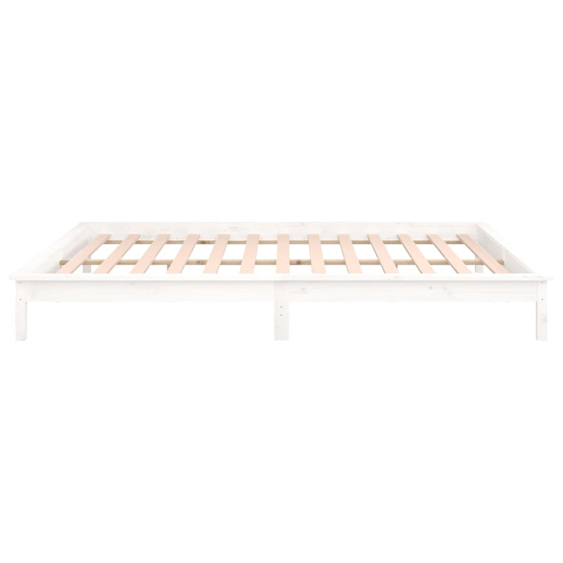 LED Bed Frame without Mattress White 140x190 cm Solid Wood