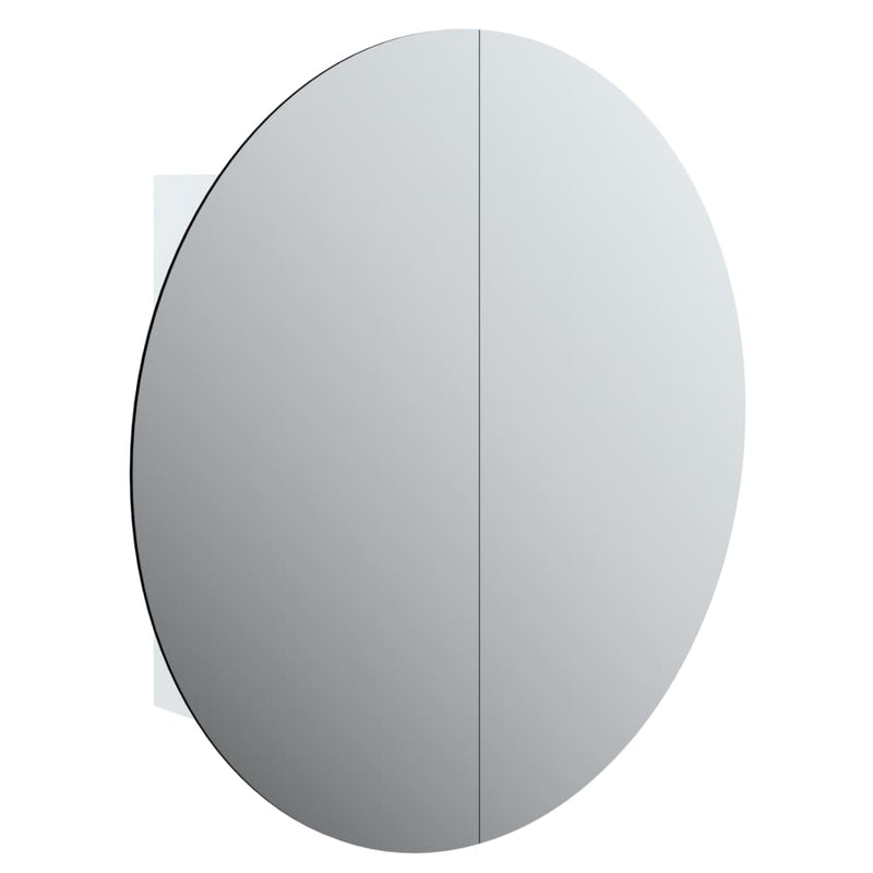 Bathroom Cabinet with Round Mirror&LED White 54x54x17.5 cm