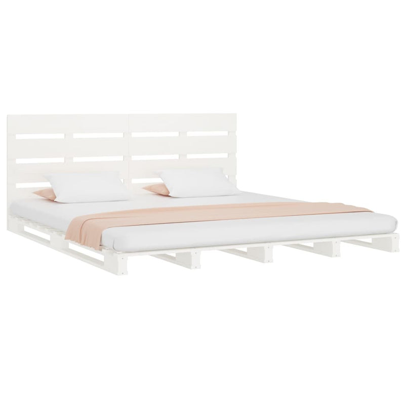 Bed Frame without Mattress White 180x200 cm Super King Solid Wood Pine