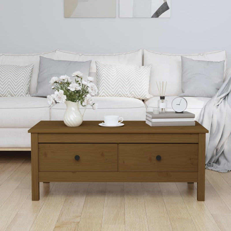 Coffee Table Honey Brown 100x50x40 cm Solid Wood Pine