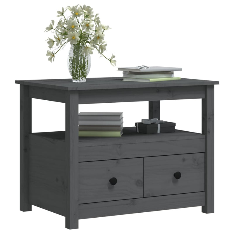 Coffee Table Grey 71x49x55 cm Solid Wood Pine