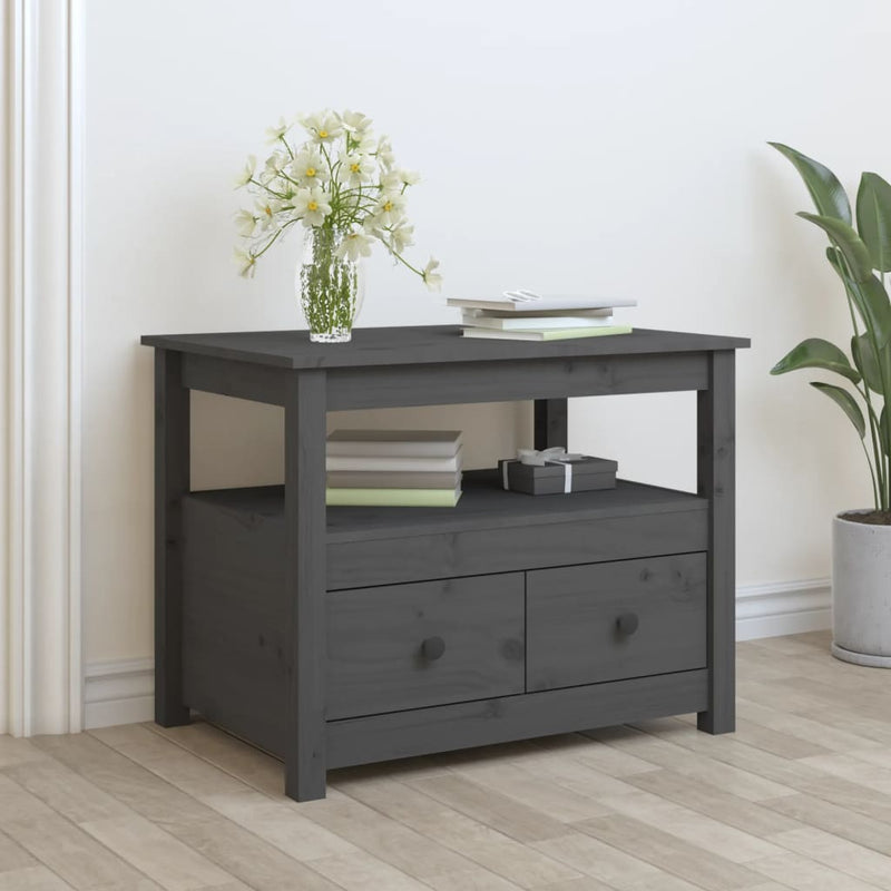 Coffee Table Grey 71x49x55 cm Solid Wood Pine