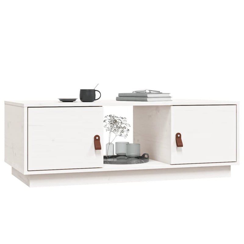 Coffee Table White 100x50x35 cm Solid Wood Pine