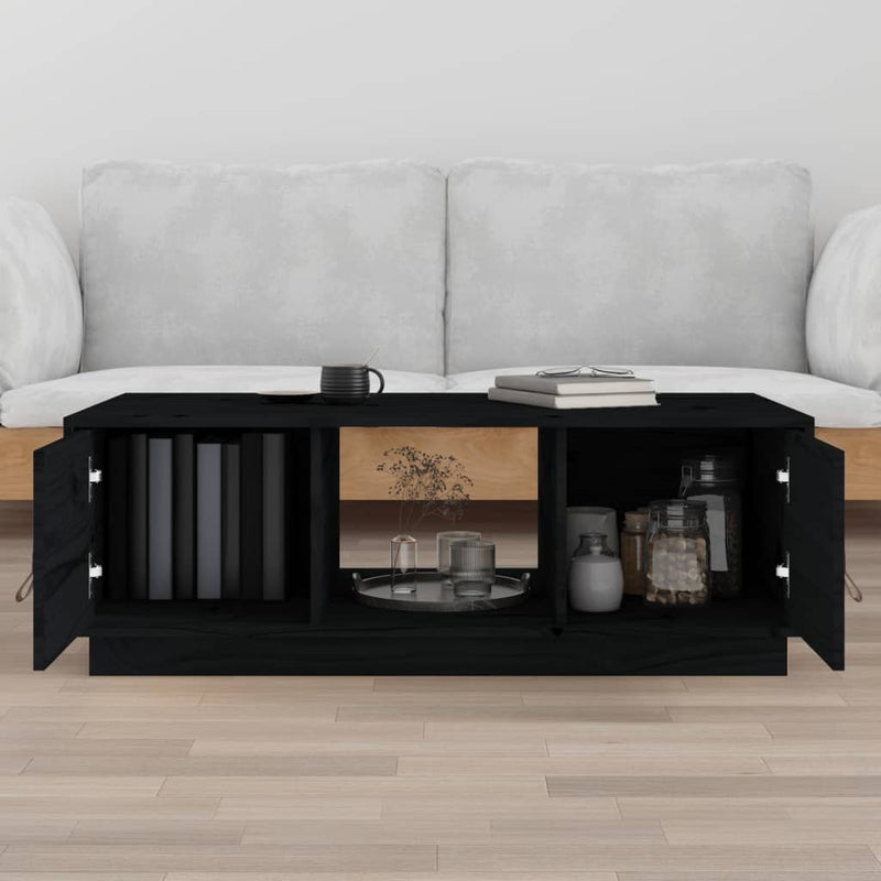 Coffee Table Black 100x50x35 cm Solid Wood Pine