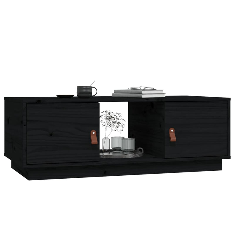 Coffee Table Black 100x50x35 cm Solid Wood Pine