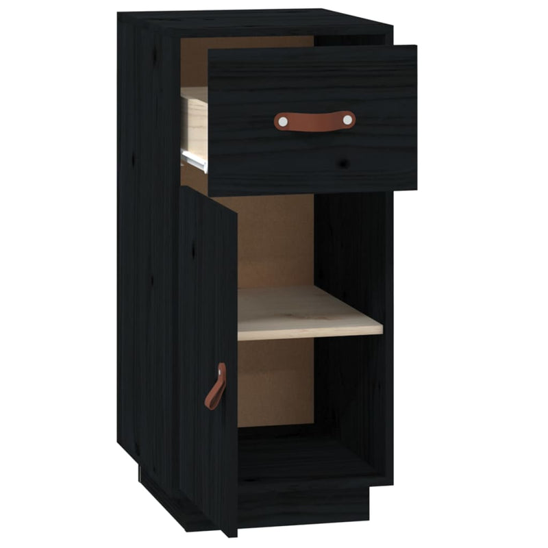 Sideboard Black 34x40x75 cm Solid Wood Pine