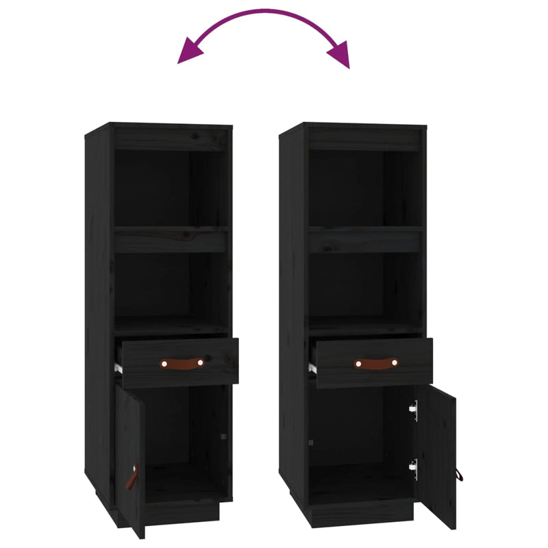 Highboard Black 34x40x108,5 cm Solid Wood Pine