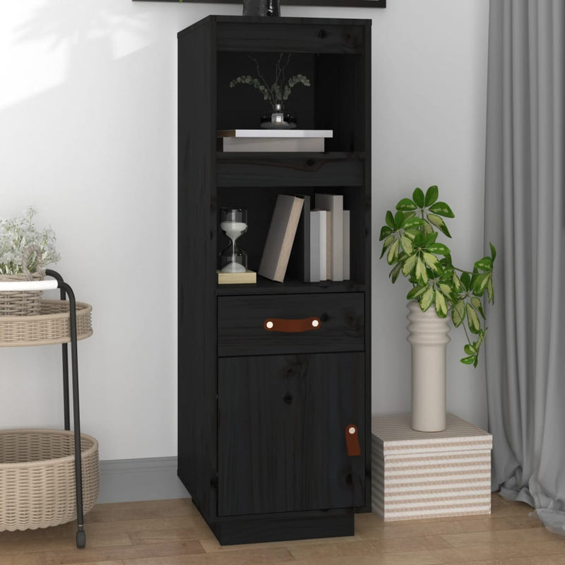 Highboard Black 34x40x108,5 cm Solid Wood Pine
