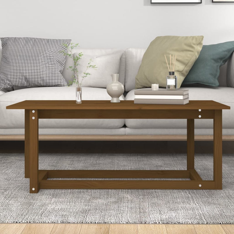 Coffee Table Honey Brown 110x55x45 cm Solid Wood Pine