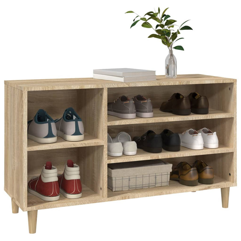 Modern Wooden Hallway Open Shoe Storage Cabinet Unit Organiser Wood Trainer Rack