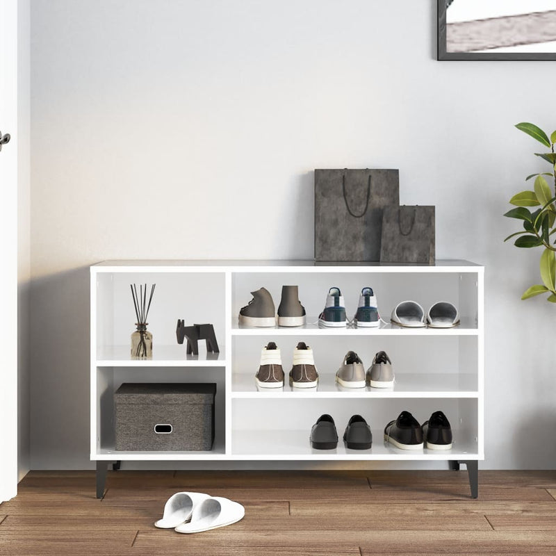 Modern Wooden Hallway Shoe Storage Cabinet Unit Organiser With Open Shelves
