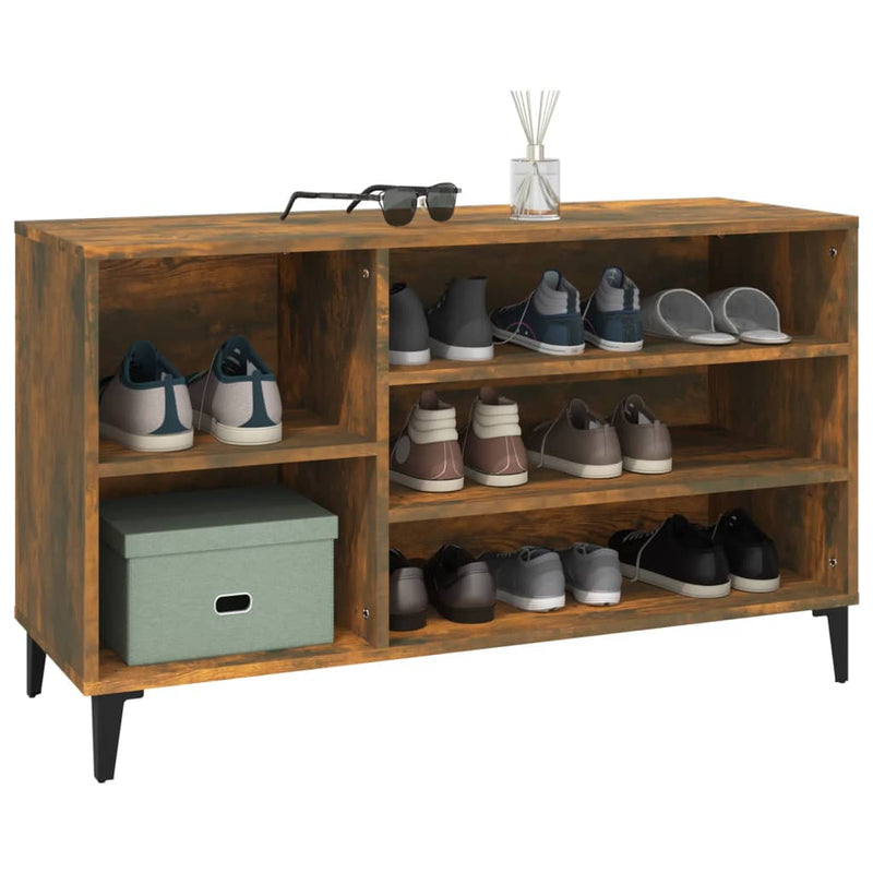 Modern Wooden Hallway Shoe Storage Cabinet Unit Organiser With Open Shelves