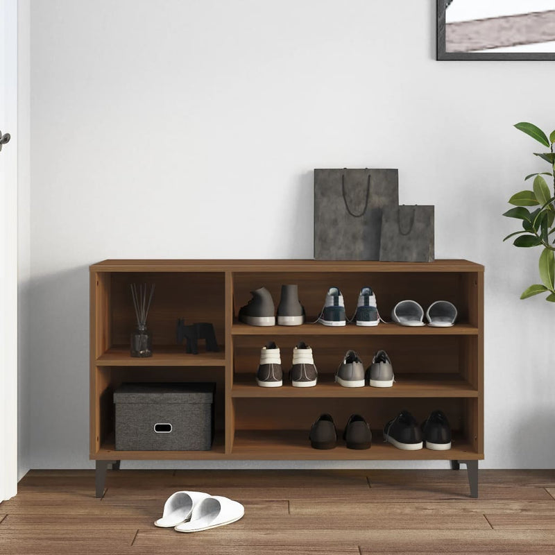 Modern Wooden Hallway Shoe Storage Cabinet Unit Organiser With Open Shelves