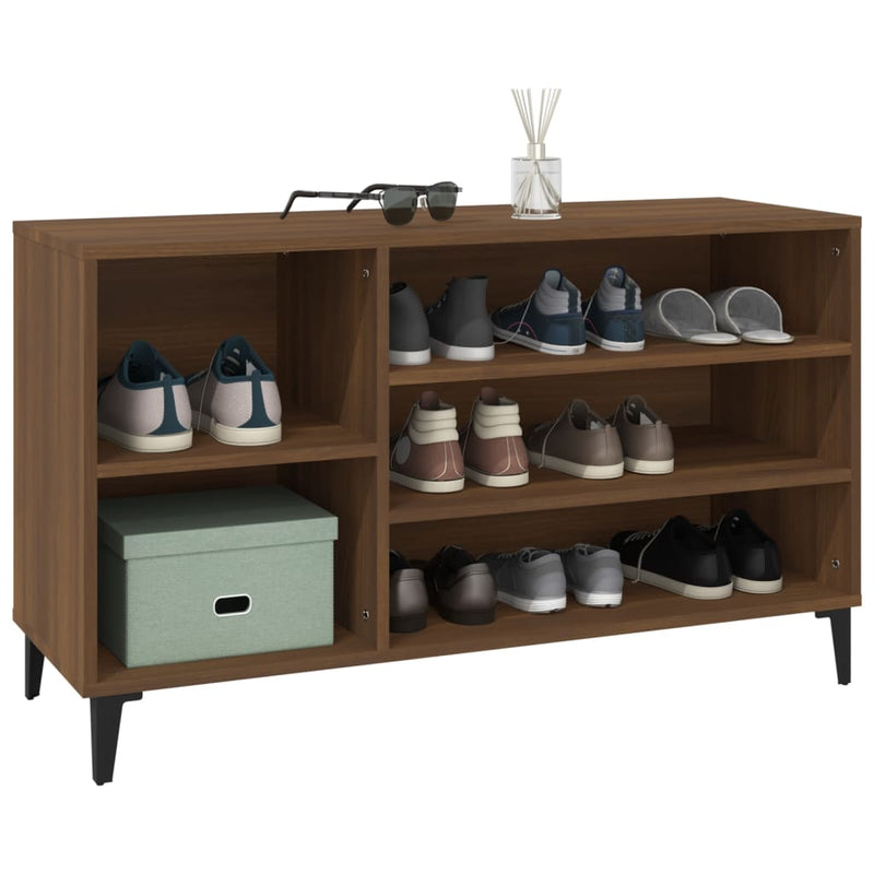 Modern Wooden Hallway Shoe Storage Cabinet Unit Organiser With Open Shelves