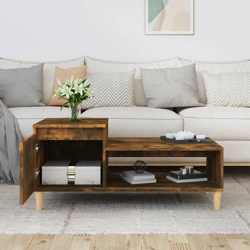 Coffee Table Smoked Oak 100x50x45 cm Engineered Wood