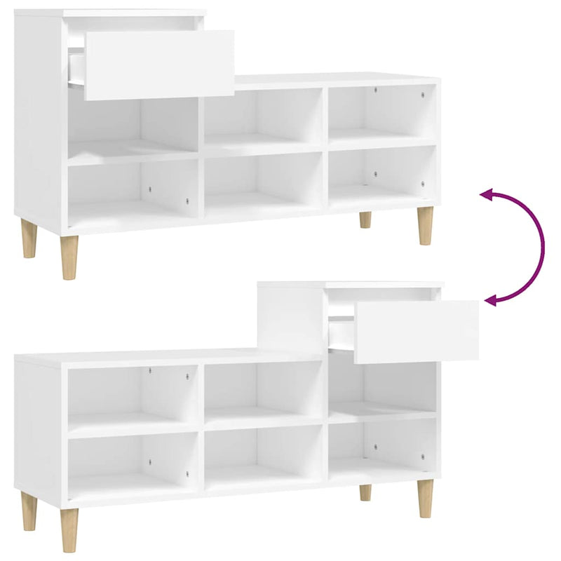 Shoe Cabinet White 102x36x60 cm Engineered Wood