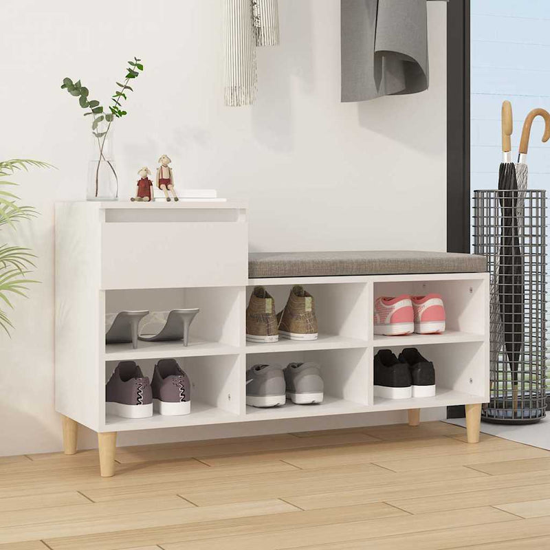 Shoe Cabinet White 102x36x60 cm Engineered Wood