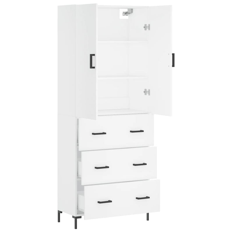 Highboard White 69.5x34x180 cm Engineered Wood