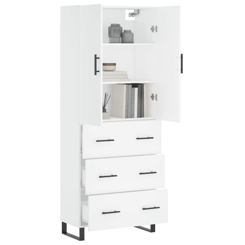 Highboard White 69.5x34x180 cm Engineered Wood