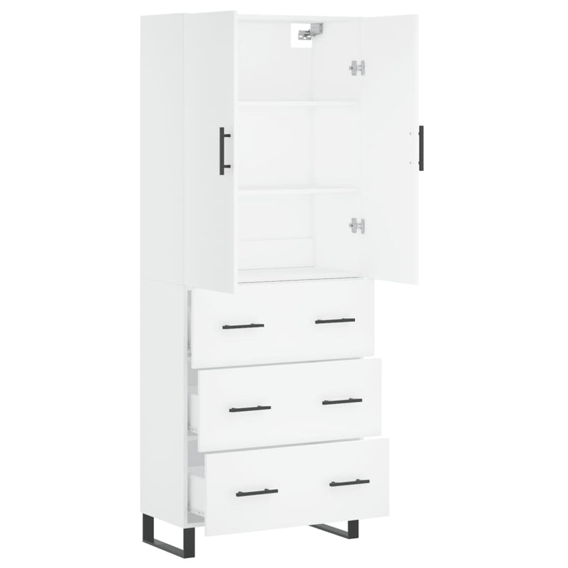 Highboard White 69.5x34x180 cm Engineered Wood