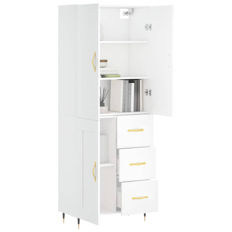 Highboard White 69.5x34x180 cm Engineered Wood