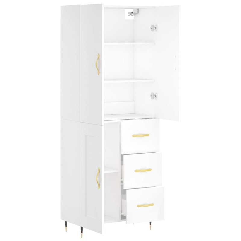 Highboard White 69.5x34x180 cm Engineered Wood