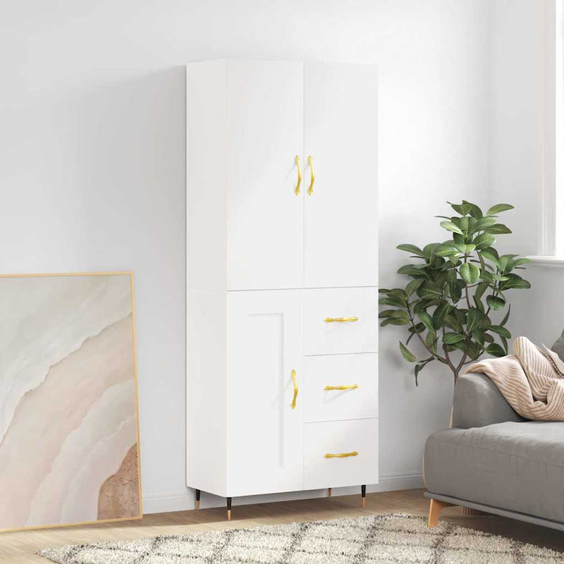 Highboard White 69.5x34x180 cm Engineered Wood