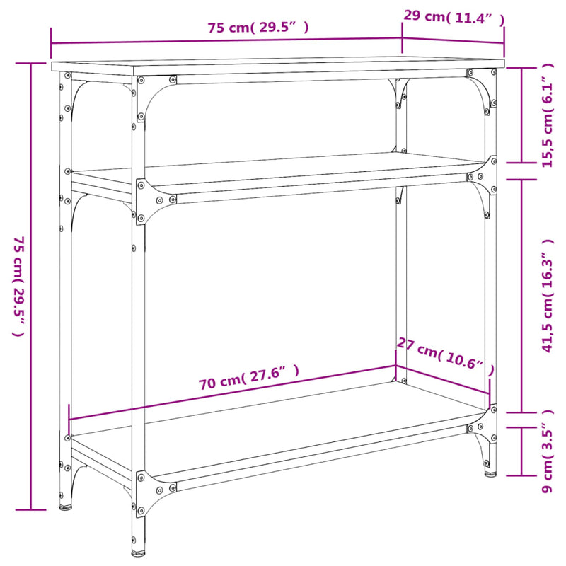 Console Table Sonoma Oak 75x29x75 cm Engineered Wood