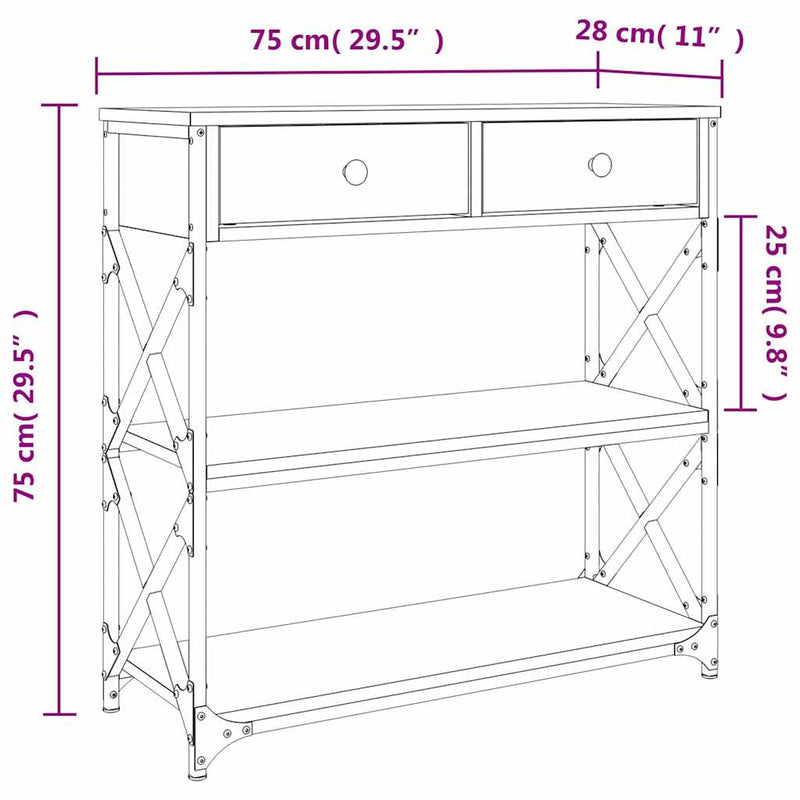 Console Table Grey Sonoma 75x28x75 cm Engineered Wood