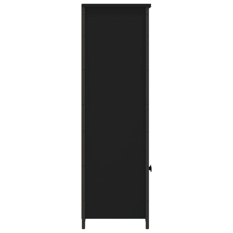 Industrial Wooden Highboard Storage Cabinet Unit With 2 Doors & Open Shelves Wood