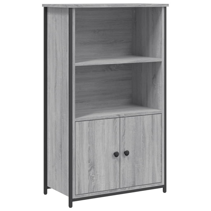 Industrial Wooden Highboard Storage Cabinet Unit With 2 Doors & Open Shelves Wood
