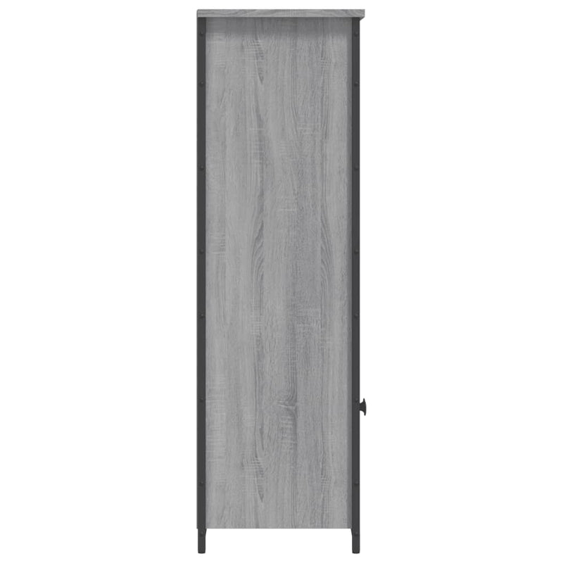 Industrial Wooden Highboard Storage Cabinet Unit With 2 Doors & Open Shelves Wood