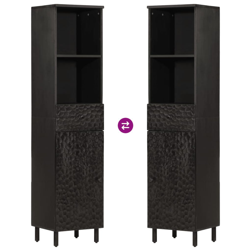 Bathroom Cabinet Black 38x33x160 cm Solid Wood Mango