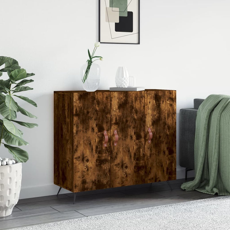 Sideboard Smoked Oak 90x34x80 cm Engineered Wood