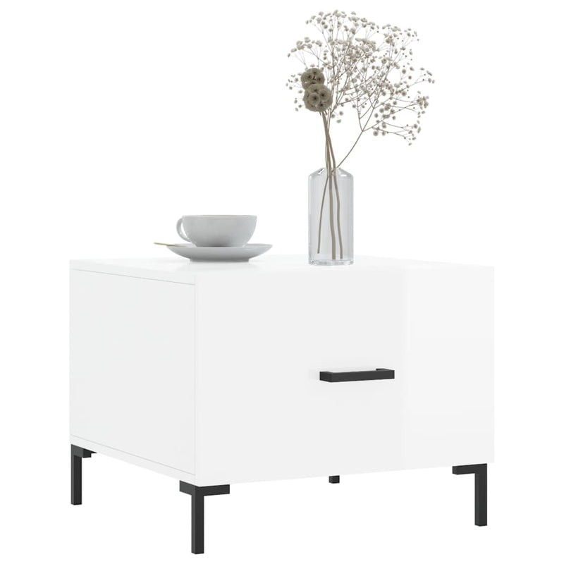 Coffee Tables 2pcs High Gloss White 50x50x40 cm Engineered Wood