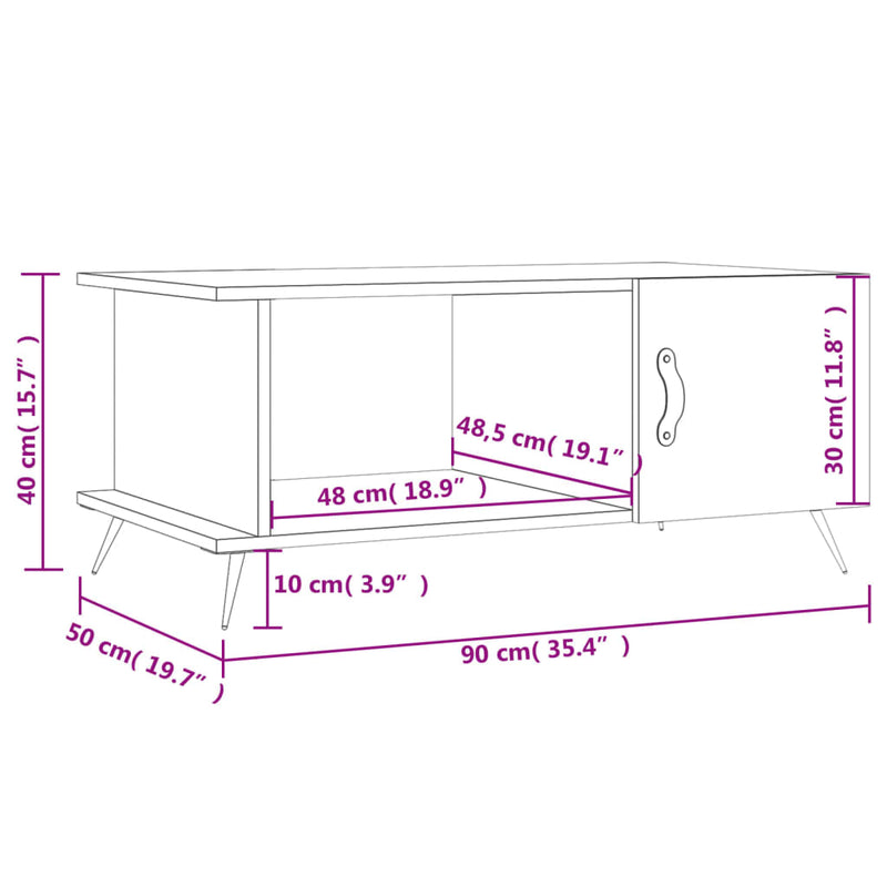 Coffee Table White 90x50x40 cm Engineered Wood