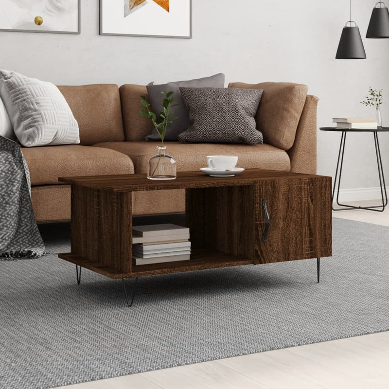 Coffee Table Brown Oak 90x50x40 cm Engineered Wood