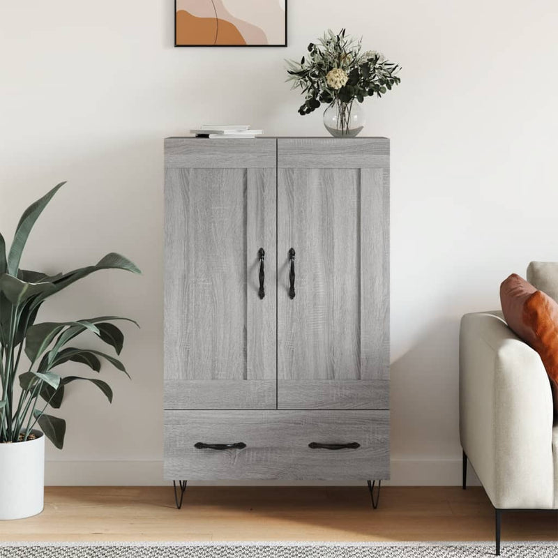 Modern Wooden Highboard Storage Cabinet Unit With Lower Drawer & 2 Doors Wood