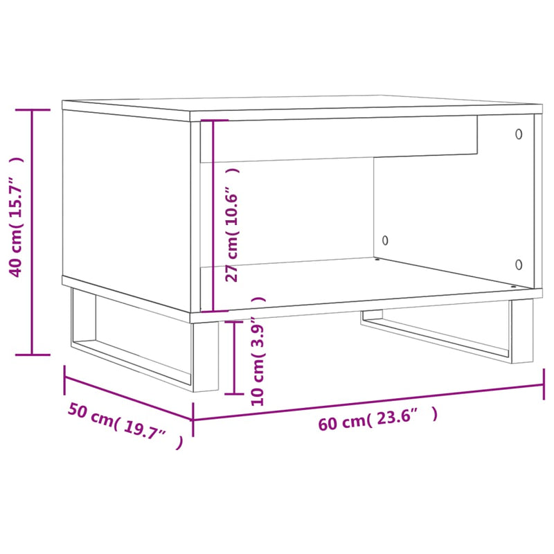 Coffee Table Concrete Grey 60x50x40 cm Engineered Wood
