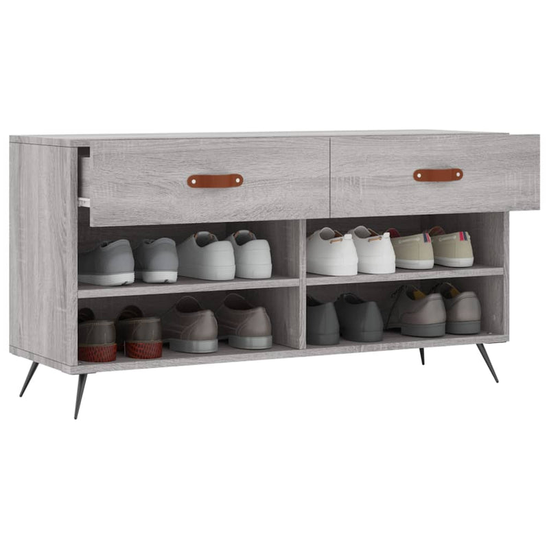 Shoe Bench Grey Sonoma 102x35x55 cm Engineered Wood
