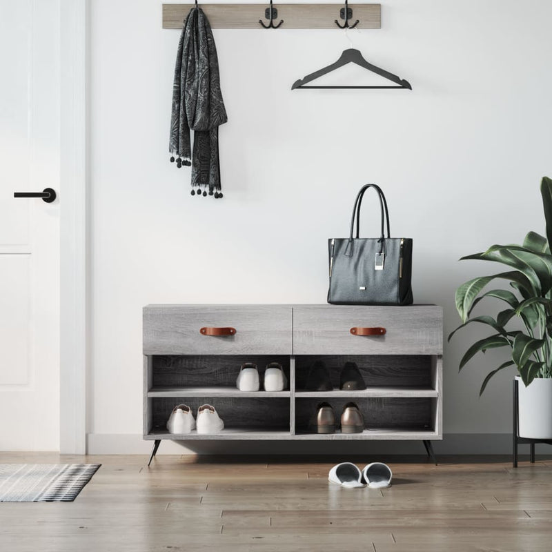 Shoe Bench Grey Sonoma 102x35x55 cm Engineered Wood