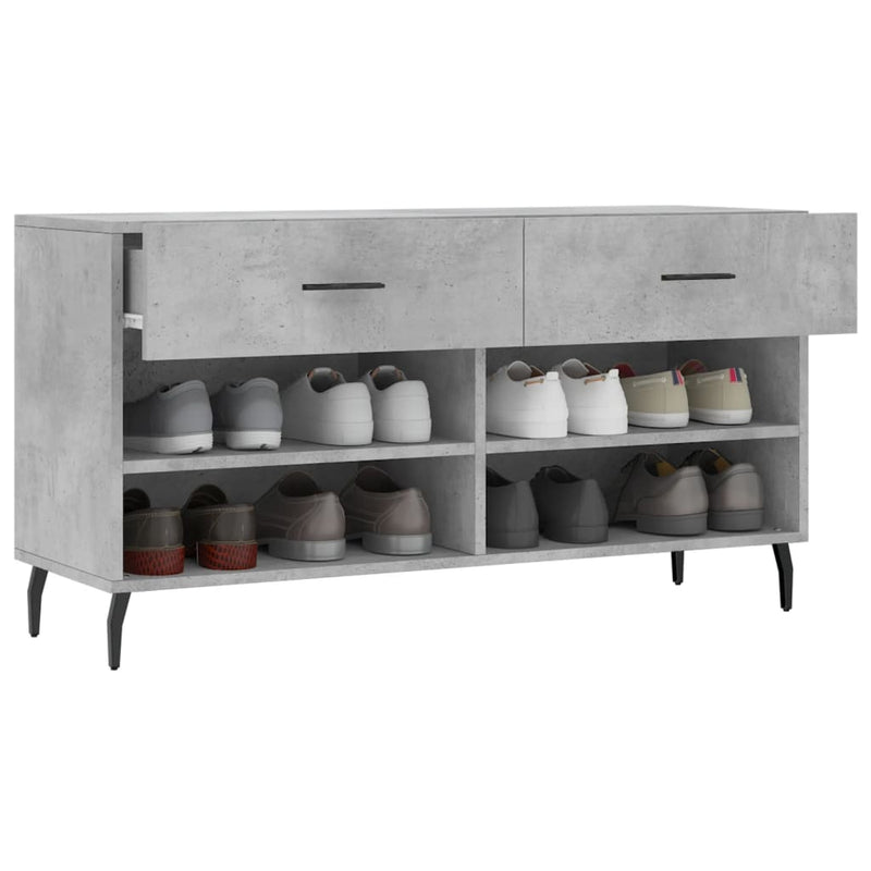 Shoe Bench Concrete Grey 102x35x55 cm Engineered Wood