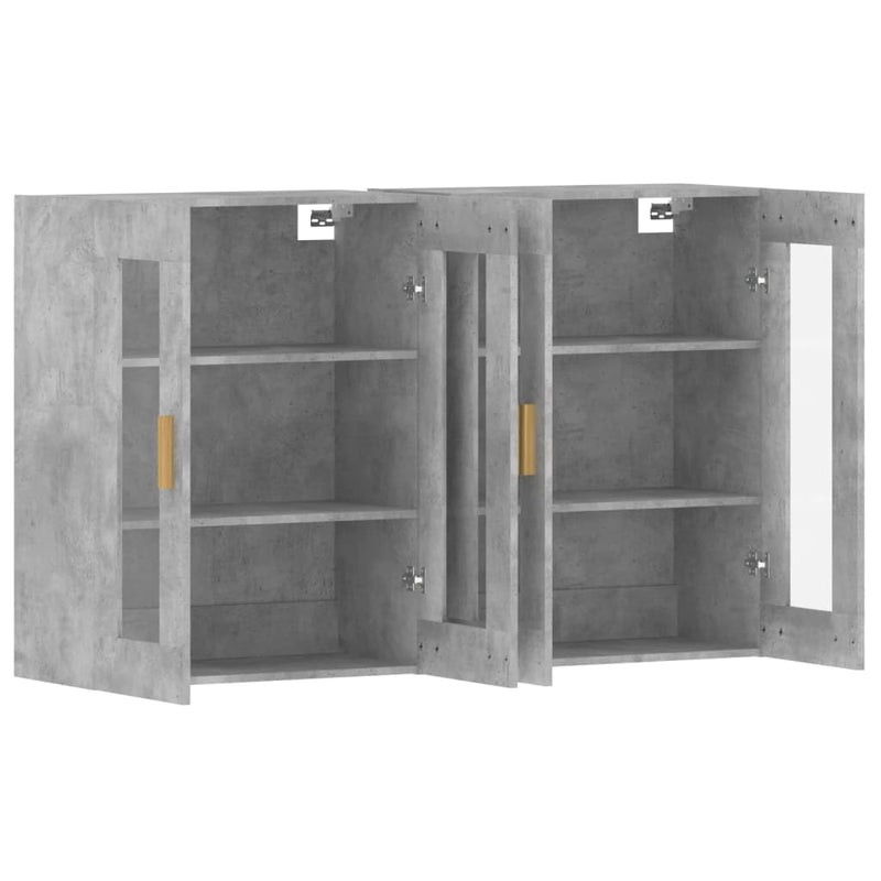 Wall Mounted Cabinets 2 pcs Concrete Grey Engineered Wood